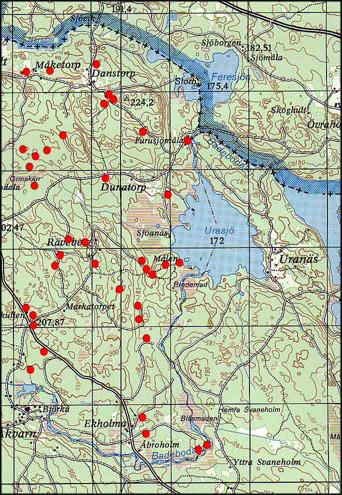 Klicka på de röda punkterna för att se informationen om torpen.